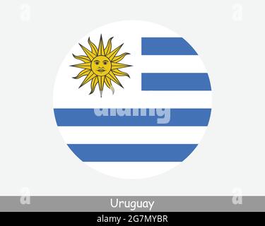 Uruguay Round Circle Flag. Uruguayan Circular Button Banner Icon. EPS Vector Stock Vector