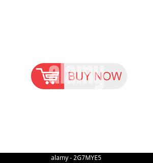 Buy now button. Red Buy now button with shopping cart icon template, Web design elements Stock Vector