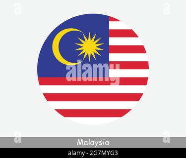 Malaysia Round Circle Flag. Malaysian Circular Button Banner Icon. EPS Vector Stock Vector