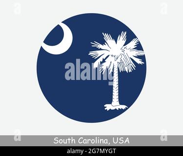South Carolina icon. Round logo with US state map and title. Stylish ...