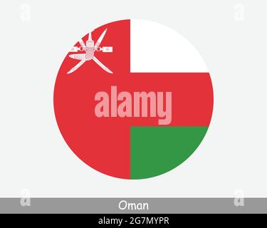 Oman Round Circle Flag. Omani Circular Button Banner Icon. EPS Vector Stock Vector