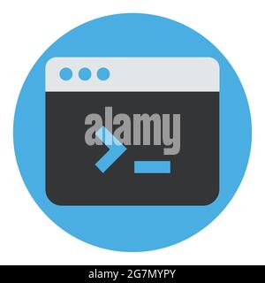 Terminal startup icon, direct access to system via command line - illustration Stock Vector