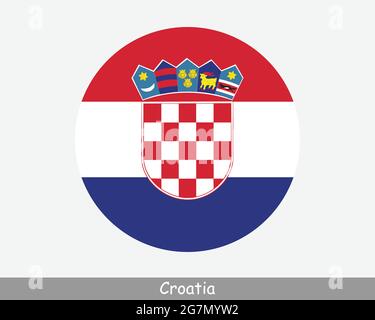 Croatia flag round flat icon, european country vector illustration ...