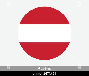 Austria Round Circle Flag. Austrian Circular Button Banner Icon. EPS Vector Stock Vector