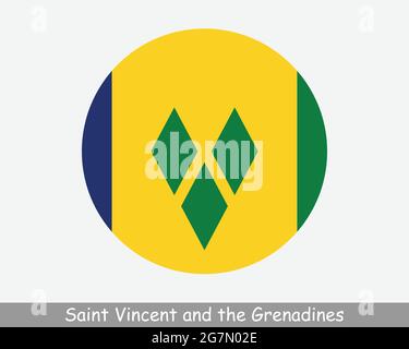 Saint Vincent and the Grenadines Round Circle Flag. Saint Vincentian Circular Button Banner Icon. St. Vincent and the Grenadines Flag EPS Vector Stock Vector