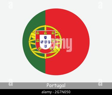 Portugal Round Circle Flag. Portuguese Circular Button Banner Icon. EPS Vector Stock Vector
