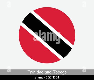 Trinidad and Tobago Round Circle Flag. Trinidadian and Tobagonian Circular Button Banner Icon. Trinbagonian Trini Flag EPS Vector Stock Vector