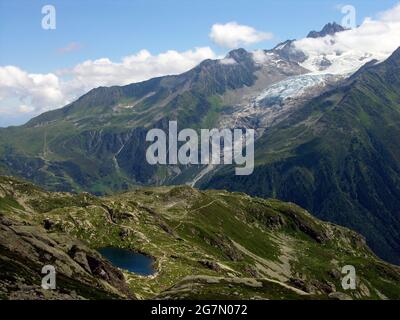 Monte Bianco versante Francese, Chamonix, Francia Stock Photo
