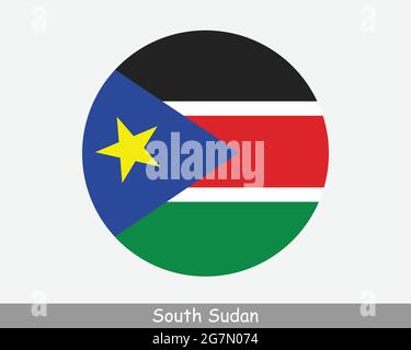 South Sudan Round Circle Flag. South Sudanese Circular Button Banner Icon. EPS Vector Stock Vector