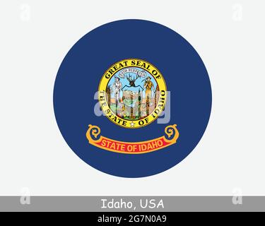 Idaho icon. Round logo with US state map and title. Stylish Idaho badge ...