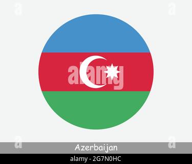 Azerbaijan Round Circle Flag. Azerbaijani Azeri Circular Button Banner Icon. EPS Vector Stock Vector