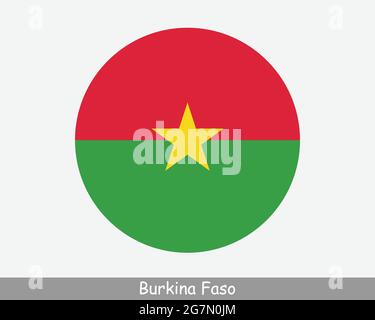 Burkina Faso Round Circle Flag. Burkinese Circular Button Banner Icon. EPS Vector Stock Vector