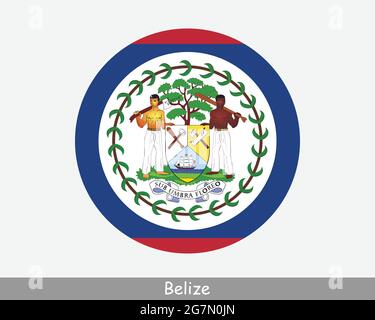 Belize Round Circle Flag. Belizean Circular Button Banner Icon. EPS Vector Stock Vector