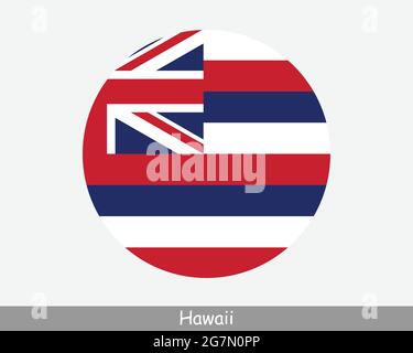 Hawaii Round Circle Flag. HI USA State Circular Button Banner Icon. Hawaii United States of America State Flag. The Aloha State EPS Vector Stock Vector
