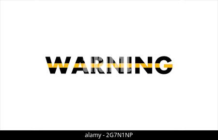 warning typography icon with yellow tape logo design vector illustration Stock Vector