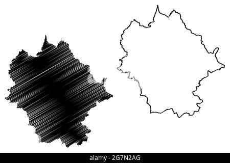 Limburg-Weilburg district (Federal Republic of Germany, rural district Giessen region, State of Hessen, Hesse, Hessia) map vector illustration, scribb Stock Vector