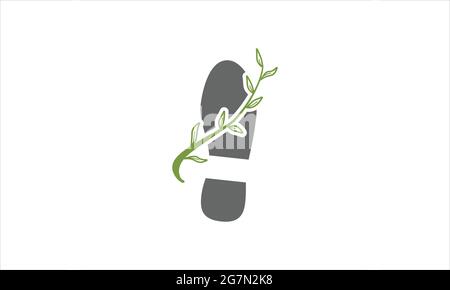 Ecology foot logo with green leaf. Vector logo design illustration Stock Vector