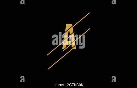 Letter A technology logo with diagonal lines for fast tech concept in minimalist flat design Stock Vector