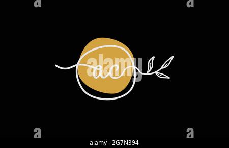 Letter AC or CA boho style botanical logo in flat minimal design Stock Vector
