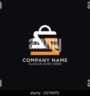 Initial name of S in the handbag, online shop with letter S monogram logo design inspiration Stock Vector