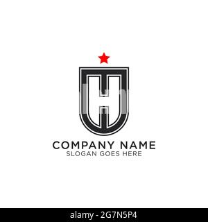 Initial Letter H with star and shield, best for internet security logo design vector Stock Vector