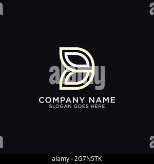 simple monogram of letter D with outline style, initial name D logo design design vector Stock Vector