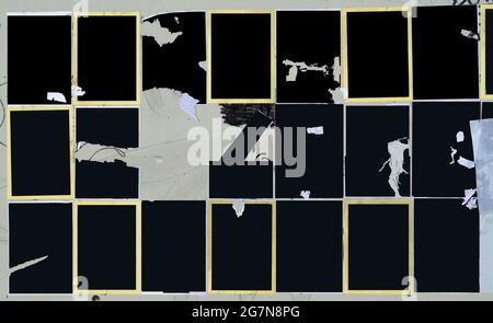 set of empty posters,placards,picture frames on concrete wall,grungy style Stock Photo