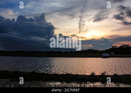 Bangladeshi beautiful sunset view,beautiful after glow Stock Photo