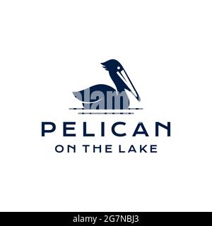 Pelican bird logo design vector illustration template Stock Vector