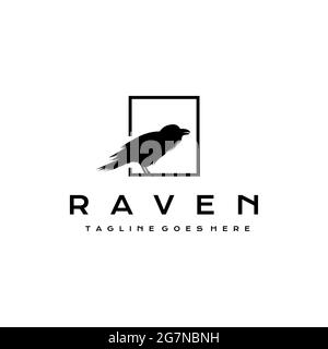 Crow Raven logo design vector illustration Stock Vector