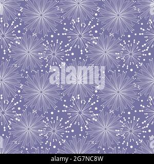 Snowy white pattern new year, christmas, hand drawing doodling, lilac background. For design for Christmas and New Year. Packaging, wrapping, backing. Vector illustration Stock Vector