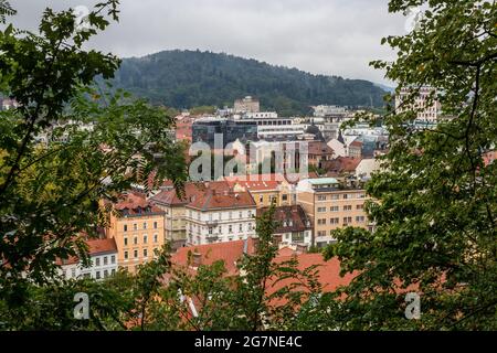 Panoramic View of Ljubljana from Ljubljana Castle Stock Photo