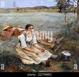 Hay Making by Jules Bastien-Lepage (1848-1884), oil on canvas, 1877 Stock Photo