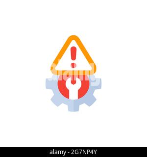 error warning icon with gear Stock Vector