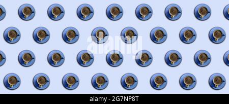 Turkish coffee, Traditional Turkish espresso blue cup seamless geometric pattern, background concept Stock Photo