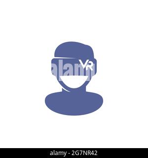 VR headset icon, man in virtual reality glasses Stock Vector
