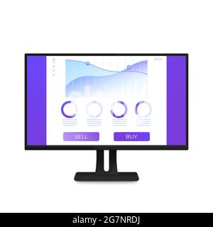 Trading software, ui design, interface on screen Stock Vector