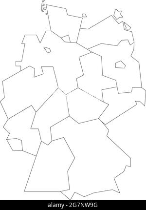 Vector map of Germany to study colorless with outline Stock Vector