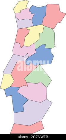 Vector map of Portugal to study with outline Stock Vector