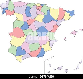 Vector map of Spain to study colorless with outline Stock Vector Image ...