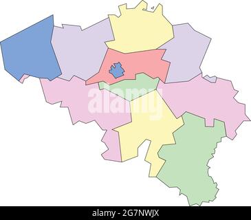 Vector map of Belgium to study with outline Stock Vector