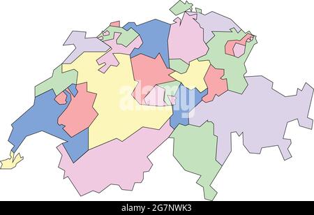 Vector map of Switzerland to study with outline Stock Vector