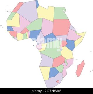 Vector map of Africa to study, colorful with outline Stock Vector