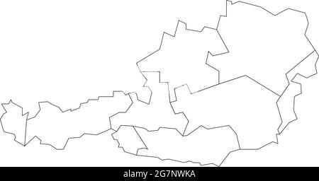 Vector map of Austria to study colorless with outline Stock Vector