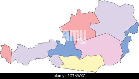 Vector map of Austria to study with outline Stock Vector