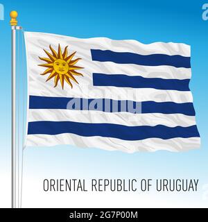 Uruguay official national flag, south america, vector illustration Stock Vector