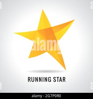 Coloured stained mosaic star runnig nominate competition. Logotype abstract isolated template on white background. Superstar as human nomination emble Stock Vector
