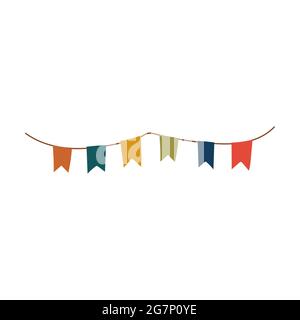 pennants decoration party isolated icon flat desig Stock Vector