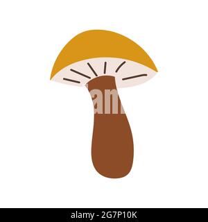 Brown cap boletus flat illustration. Mushroom icon Stock Vector