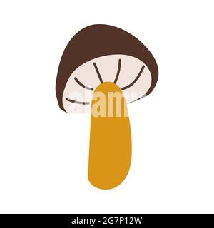 Brown cap boletus flat illustration. Mushroom icon Stock Vector